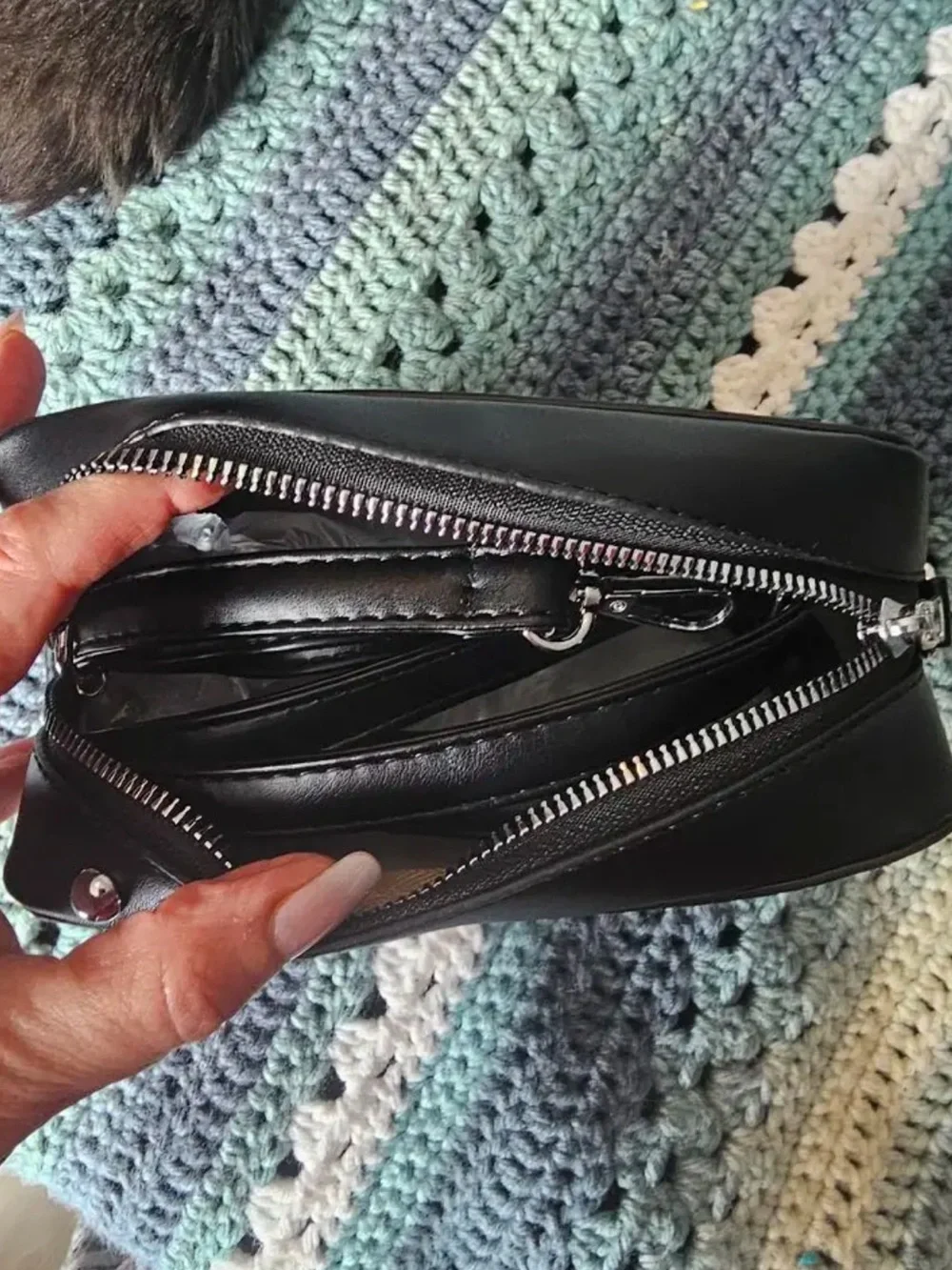 Target Black Camera-Shaped Crossbody Bag with Silver Accents